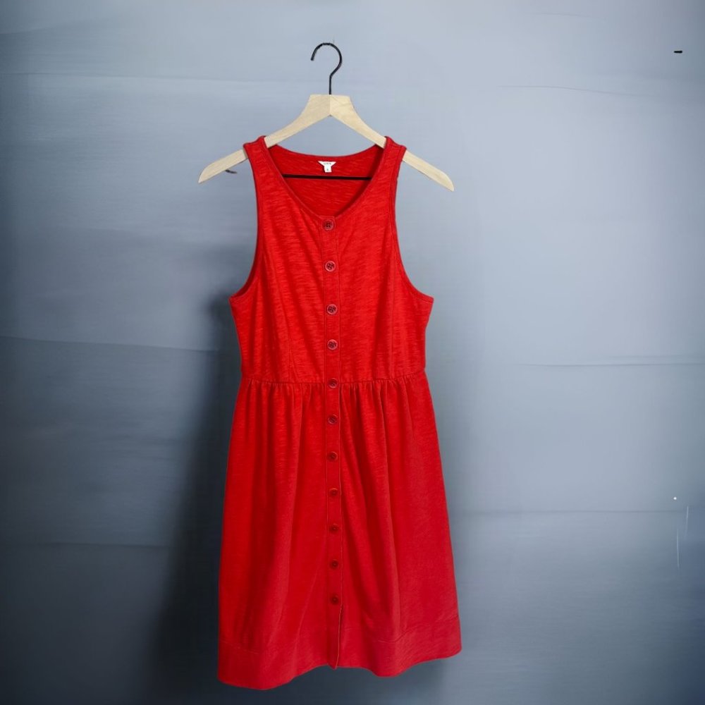 J. Crew Women’s Coral Sleeveless Nautical Button Front A-Line Dress #88409 Size